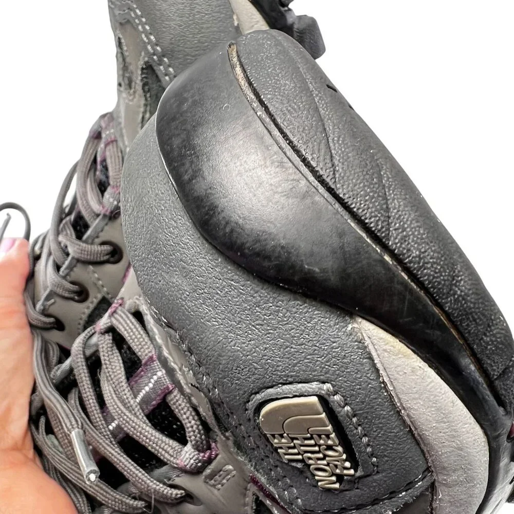 The North Face Gore-Tex Hiking Boots Shoes Gray Purple Vibram Sole Size 9 Trail - Picture 13 of 16